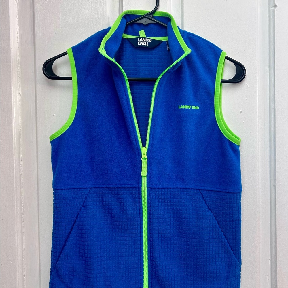 Boys Lands' End Blue and Green Vest